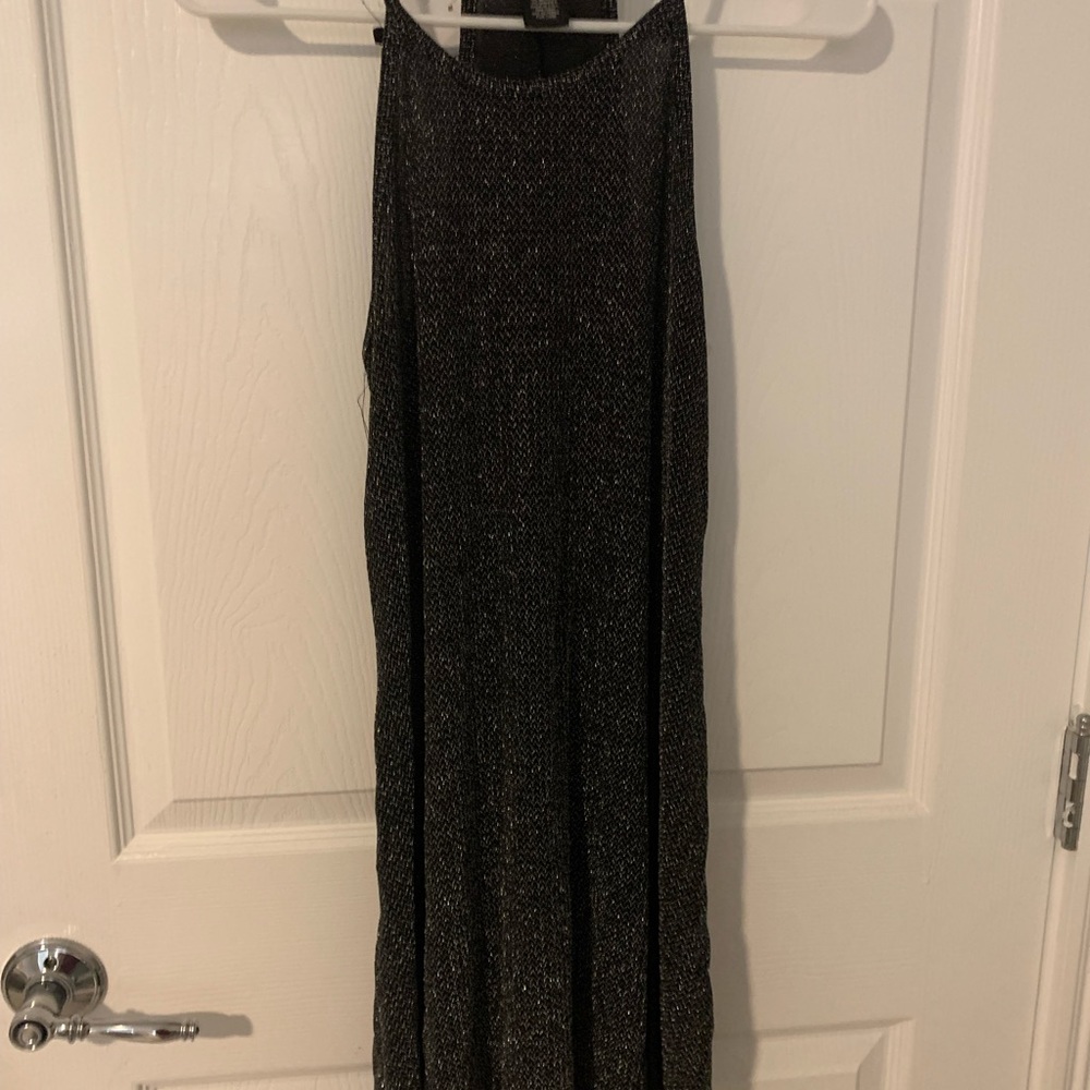 Mini black metallic short dress